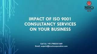 impact of iso 9001 consultancy services on your business