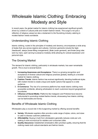 Wholesale Islamic Clothing: Embracing Modesty and Style