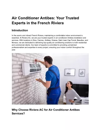 Air Conditioner Antibes_ Your Trusted Experts in the French Riviera