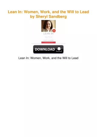 Lean In: Women, Work, and the Will to Lead by Sheryl Sandberg