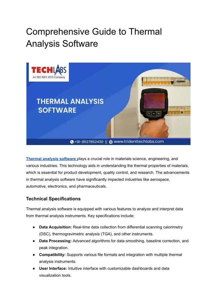 comprehensive guide to thermal analysis software