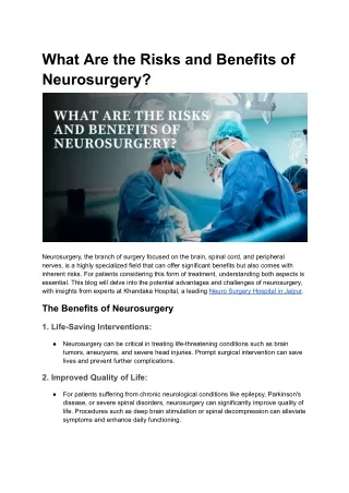 What Are the Risks and Benefits of Neurosurgery_