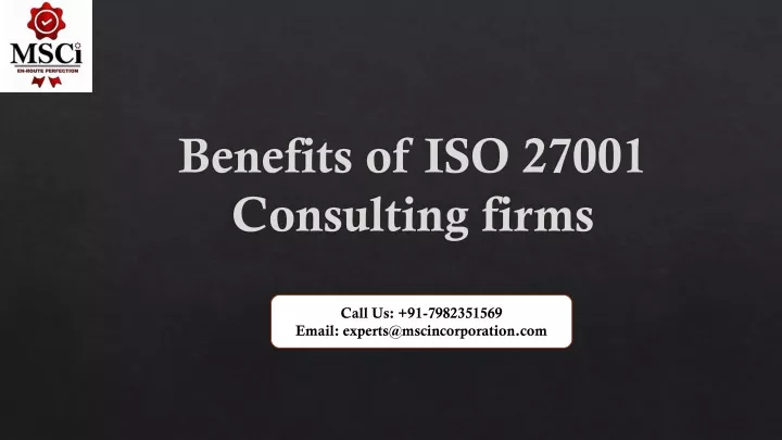 benefits of iso 27001 consulting firms