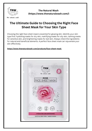 The Ultimate Guide to Choosing the Right Face Sheet Mask for Your Skin Type