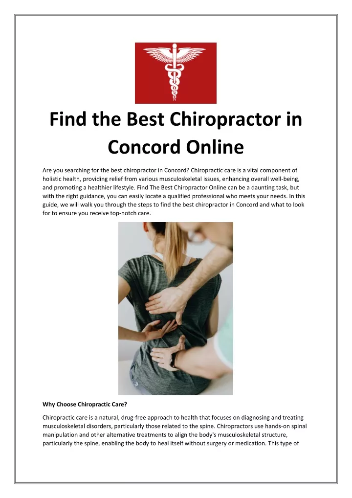 find the best chiropractor in concord online