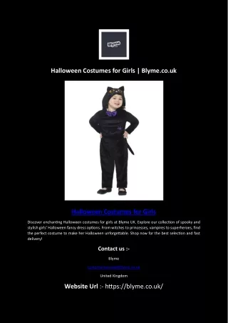 Halloween Costumes for Girls | Blyme.co.uk