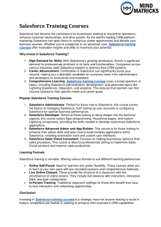 Salesforce Training Courses