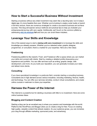 how to start a successful business without