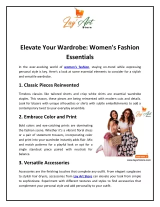 Elevate Your Wardrobe Women's Fashion Essentials