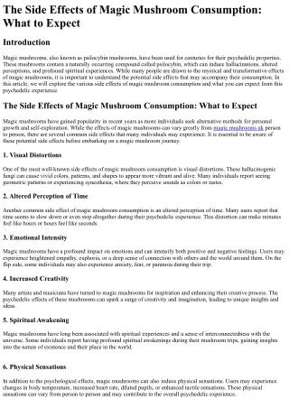 The Side Effects of Magic Mushroom Consumption What to Expect