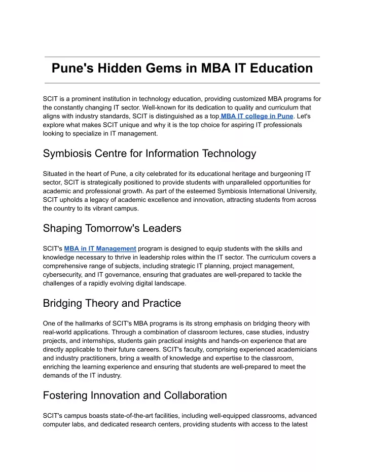 pune s hidden gems in mba it education