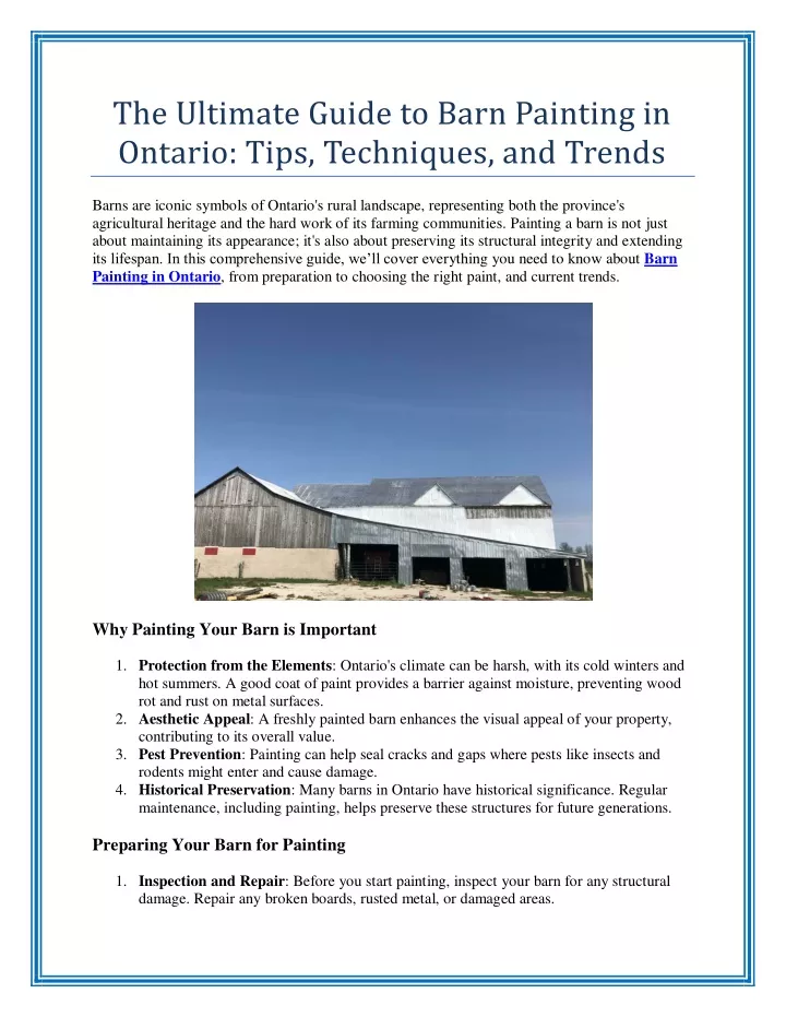 the ultimate guide to barn painting in ontario