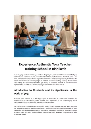 Experience Authentic Yoga Teacher Training School in Rishikesh