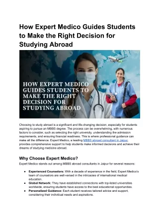 how expert medico guides students to make