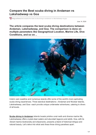 Clear-cut comparison between the top 3 scuba dive destinations in India
