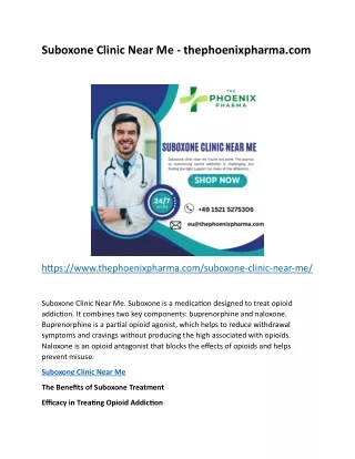 Suboxone Clinic Near Me - thephoenixpharma