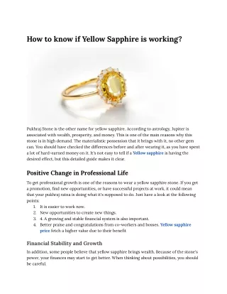 how to know if yellow sapphire is working