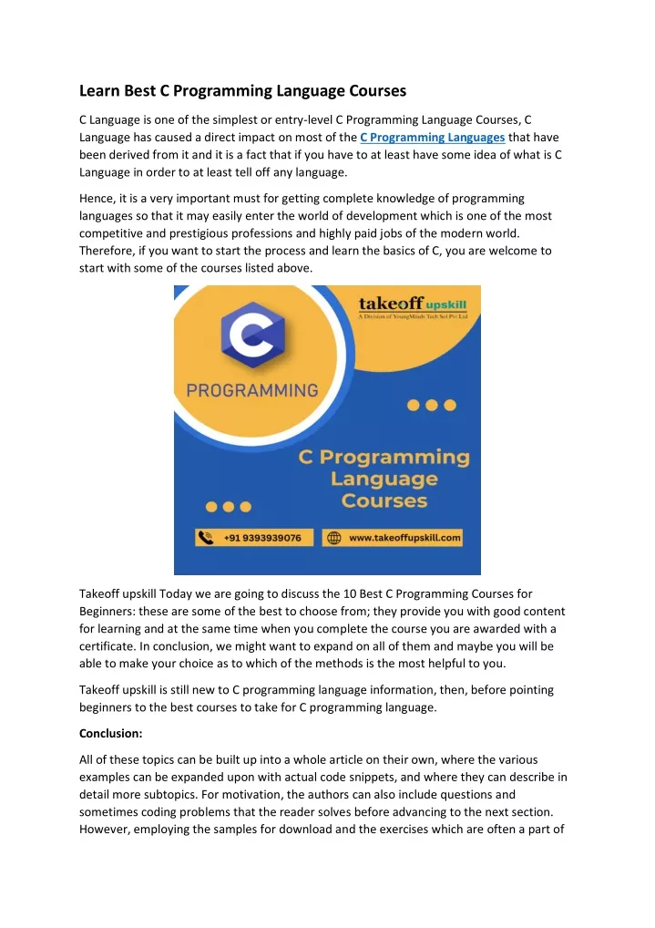 learn best c programming language courses