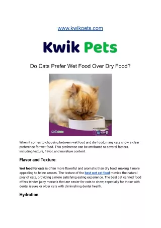 Do Cats Prefer Wet Food Over Dry Food?