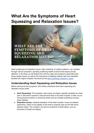 What Are the Symptoms of Heart Squeezing and Relaxation Issues_