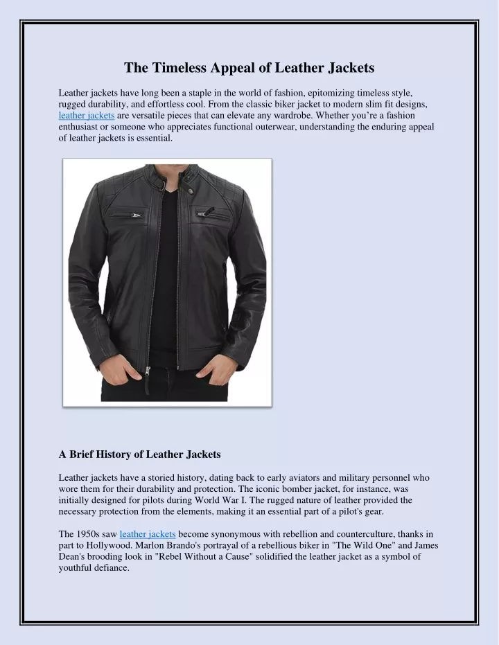 the timeless appeal of leather jackets