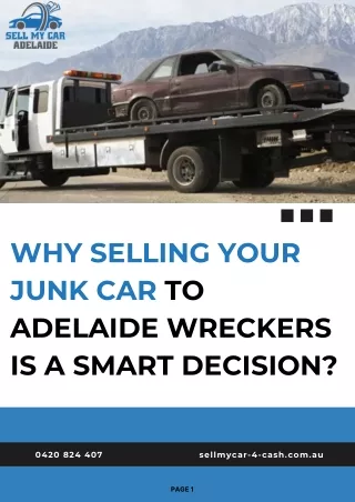 Why Selling Your Junk Car to Adelaide Wreckers is a Smart Decision