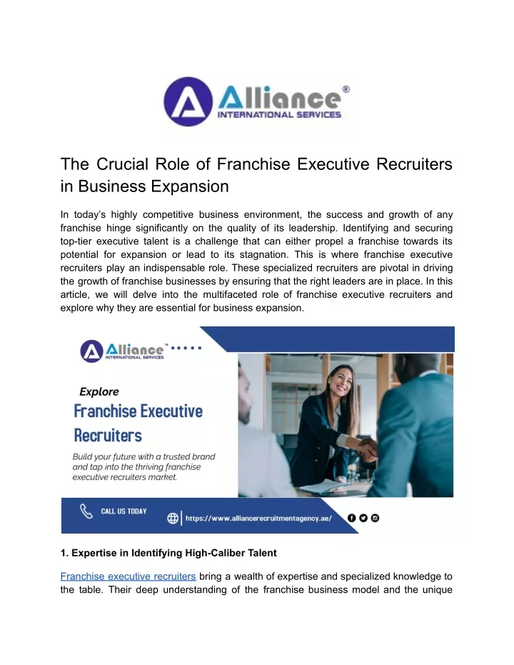 the crucial role of franchise executive