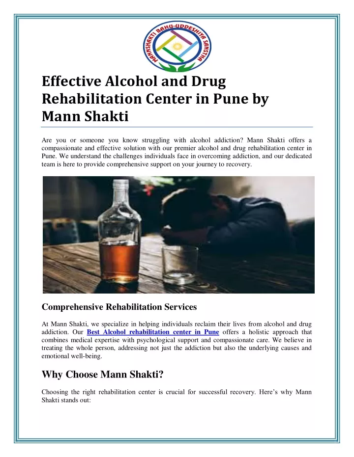 effective alcohol and drug rehabilitation center