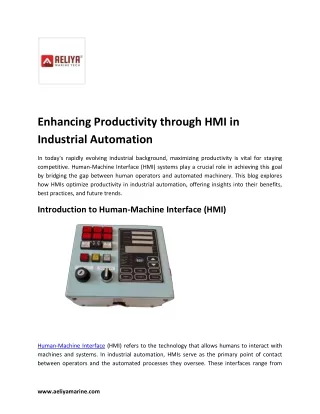 Enhancing Productivity through HMI in Industrial Automation