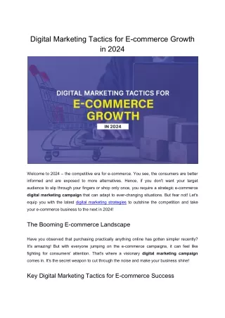 Digital Marketing Tactics for E-commerce Growth in 2024