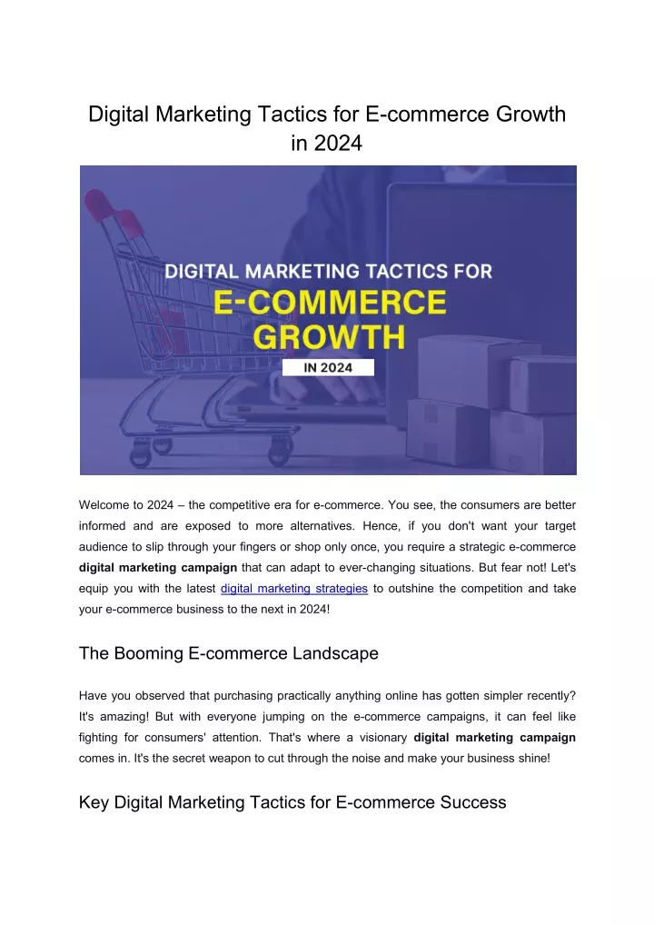 digital marketing tactics for e commerce growth