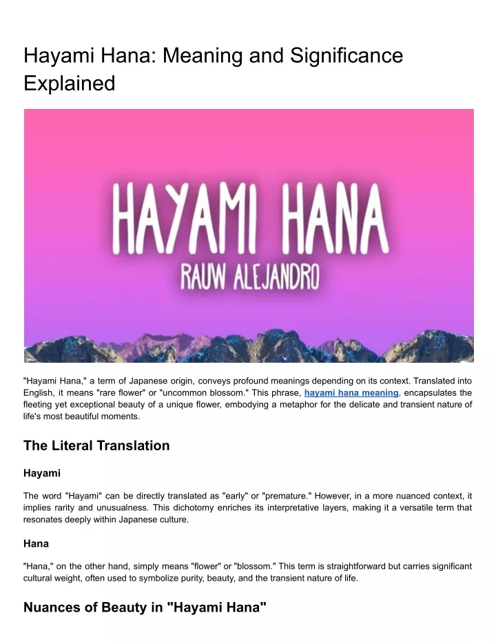 hayami hana meaning and significance explained