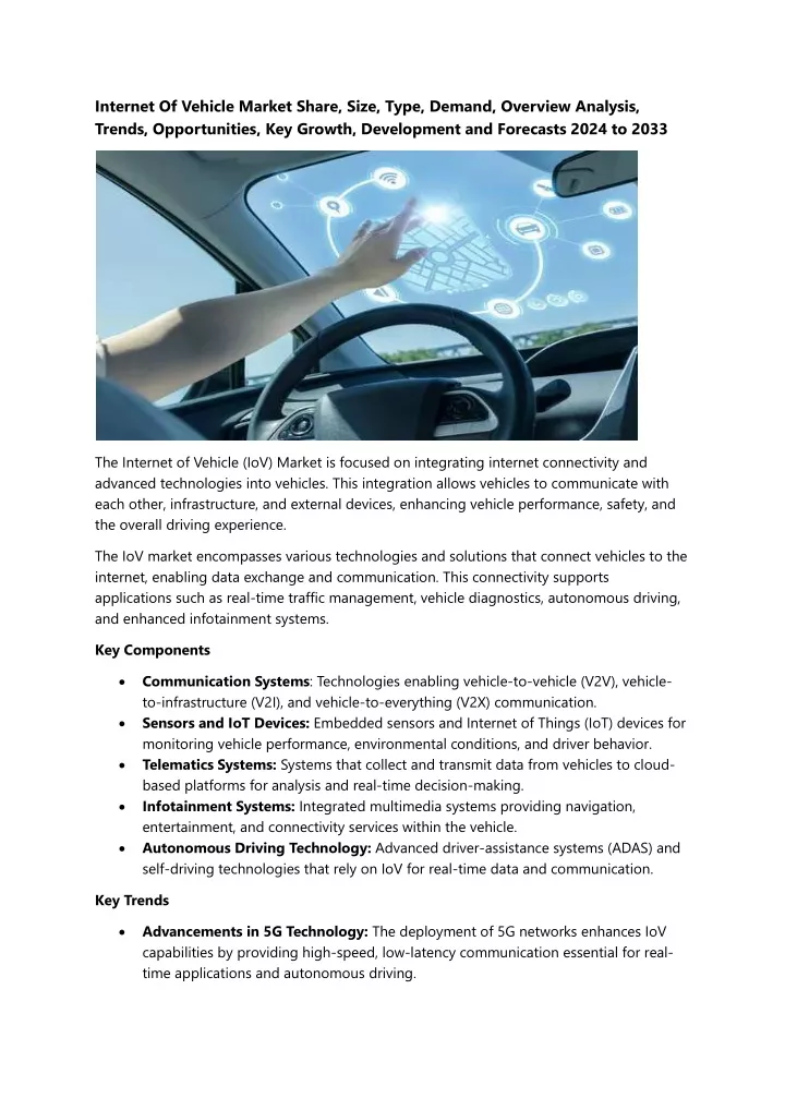 internet of vehicle market share size type demand