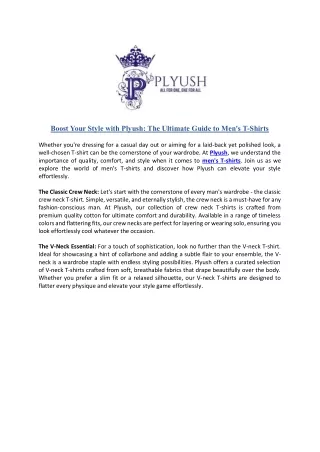 Boost Your Style with Plyush: The Ultimate Guide to Men's T-Shirts