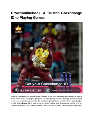 Crownonlinebook_ A Trusted Goexchange ID to Playing Games