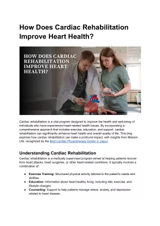 How Does Cardiac Rehabilitation Improve Heart Health_