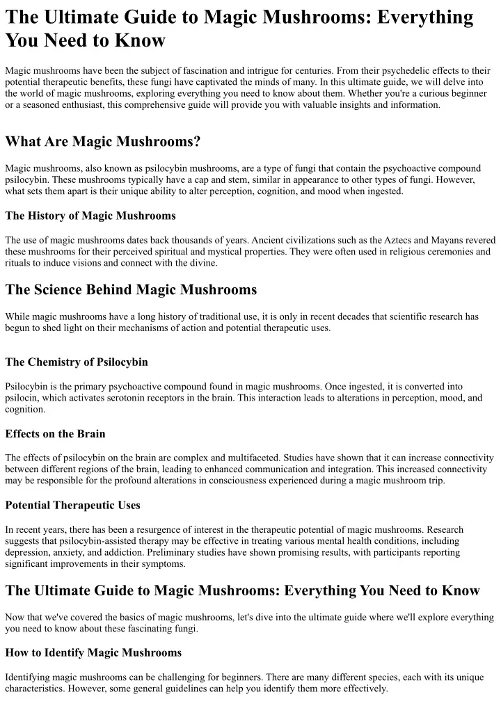 the ultimate guide to magic mushrooms everything