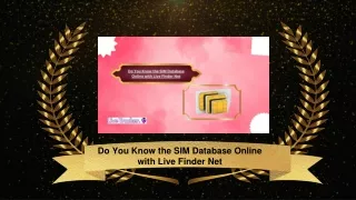 Do You Know the SIM Database Online with Live Finder Net