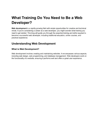 what training do you need to be a web developer