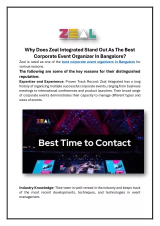 Why Does Zeal Integrated Stand Out As The Best Corporate Event Organizer In Bangalore