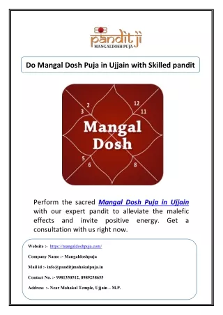 Do Mangal Dosh Puja in Ujjain with Skilled pandit