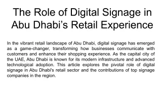 The Role of Digital Signage in Abu Dhabi’s Retail Experience