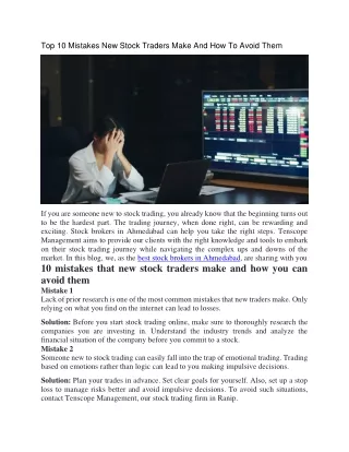 Top 10 Mistakes New Stock Traders Make And How To Avoid Them