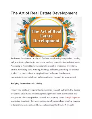 the art of real estate development