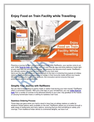 Enjoy Food on Train Facility while Travelling pdf