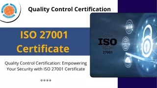 ISO 27001 Certificate | Quality Control Certification