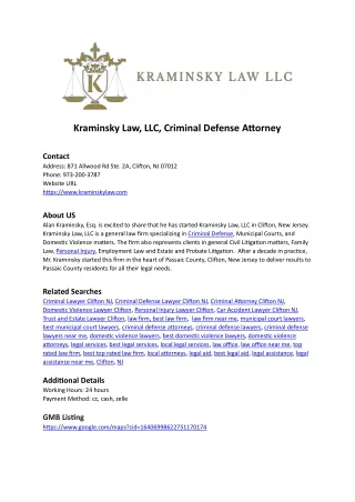 Kraminsky Law, LLC, Criminal Defense Attorney