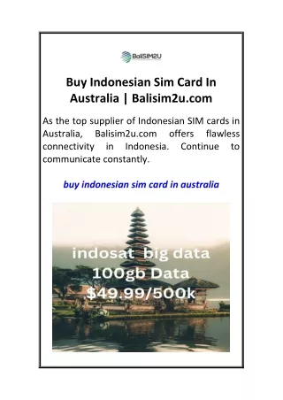 Buy Indonesian Sim Card In Australia  Balisim2u.com