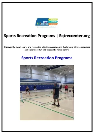 sports recreation programs eqtreccenter org