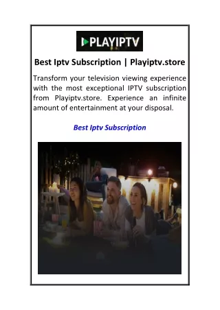 Best Iptv Subscription  Playiptv.store